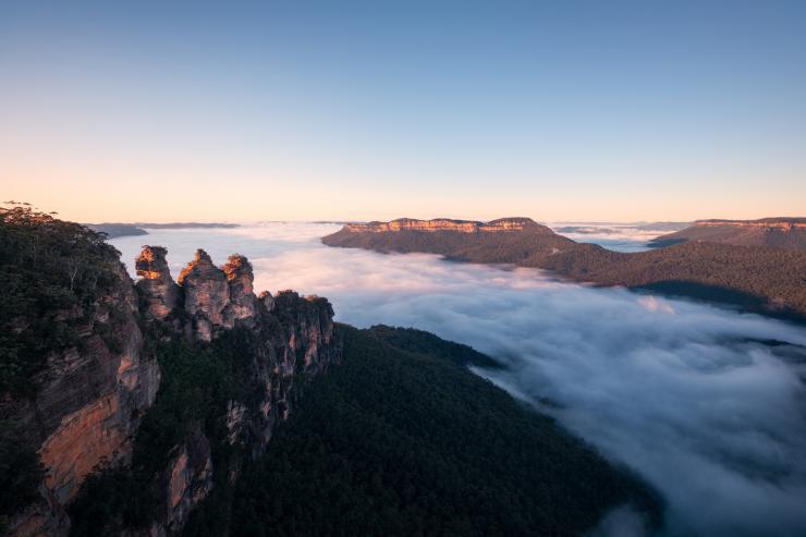 Sunrise over the Three Sisters, Blue Mountains, New South Wales © Tourism Australia